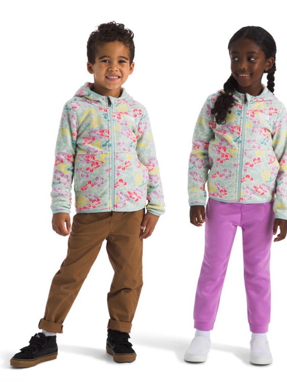 The North Face Girls Floral Fleece Hooded Jacket Size 3